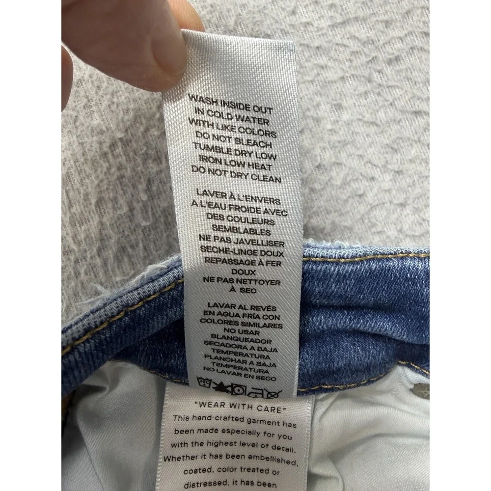 Good American High Rise‎ Straight Jeans Womens 8-12 Blue Medium Wash Stretch